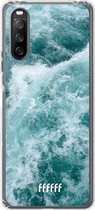 6F hoesje - geschikt voor Sony Xperia 10 III -  Transparant TPU Case - Whitecap Waves #ffffff