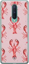 OnePlus 8 hoesje siliconen - Lobster all the way | OnePlus 8 case | Roze | TPU backcover transparant