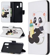 Voor Galaxy A20s Patroon Gekleurde Tekening Horizontale Leren Flip Case met Houder & Kaartsleuven & Portemonnee (Fles Panda)