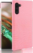Schokbestendige krokodiltextuur pc + PU-hoes voor Galaxy Note 10 (roze)