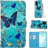 Voor Galaxy S10 Lite Gekleurd tekeningpatroon Plain Weave Horizontale Flip lederen tas met houder & kaartsleuf & portemonnee & lanyard (Love Butterfly)