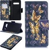 3D Gekleurde Tekening Patroon Horizontale Flip Leren Case voor Galaxy S10 Plus, met Houder & Kaartsleuven & Portemonnee (Zwarte Achtergrond Vlinder)