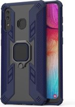 Iron Warrior schokbestendige pc + TPU beschermhoes voor Galaxy A30, met ringhouder (blauw)