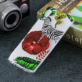 Gekleurde tekening patroon transparant TPU beschermhoes voor Galaxy A30 (Zebra)