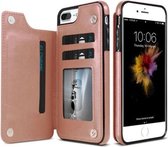 Voor iPhone XS Max Retro PU lederen tas Multi-kaarthouders Telefoonhoesjes (roségoud)