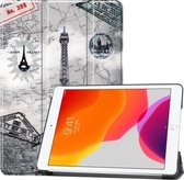 Voor iPad 10.2 / iPad 10.2 2020 Gekleurde tekening Horizontale flip lederen hoes met drie-vouwbare houder & slaap- / wekfunctie (Eiffeltoren)