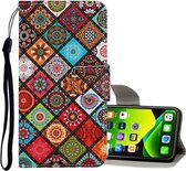 Voor iPhone 11 Pro Gekleurd tekeningpatroon Horizontaal leren flip-hoesje met houder & kaartsleuven & portemonnee (Folk-custom)