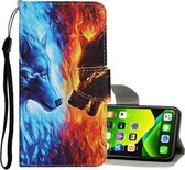 Voor iPhone 11 Pro Gekleurd tekeningpatroon Horizontaal leren flip-hoesje met houder & kaartsleuven & portemonnee (Flame Wolf)