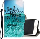 Voor iPhone SE 2020/8/7 3D Gekleurde Tekening Horizontale Flip PU Leren Case met Houder & Kaartsleuven & Portemonnee (Blue Coconut Grove)