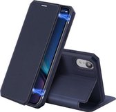 Voor iPhone XR DUX DUCIS Skin X-serie PU + TPU horizontale flip lederen tas met houder en kaartsleuf (blauw)