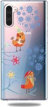 Voor Galaxy Note10 Trendy schattig kerstpatroon doorzichtig TPU beschermhoes (sneeuwvlok en vogels)