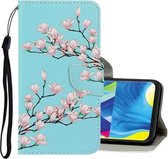 Voor Galaxy A10 / M10 3D Gekleurde Tekening Horizontale Flip PU Leren Case met Houder & Kaartsleuven & Portemonnee (Magnolia)