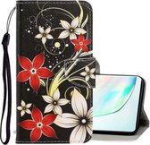 Voor Galaxy Note 10 Plus 3D Gekleurde Tekening Horizontale Flip PU Leren Case met Houder & Kaartsleuven & Portemonnee (Rode Bloem)