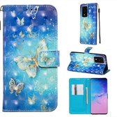 Voor Galaxy S20 Ultra 3D Schilderen Horizontale Flip Leren Case met Houder & Kaartsleuf & Portemonnee & Lanyard (Gouden Vlinder)