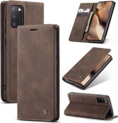 Voor Samsung Galaxy A41 CaseMe-013 Multifunctionele Retro Frosted Horizontale Flip Leren Case met Kaartsleuf & Houder & Portemonnee (Koffie)