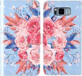 Voor Samsung Galaxy S8 3D schilderij Gekleurd tekeningpatroon Horizontaal Flip TPU + PU lederen tas met houder & kaartsleuven & portemonnee & lanyard (gekleurde bloemen)