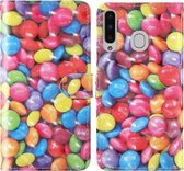 Voor Samsung Galaxy A20 & A30 3D-schilderij Gekleurd tekeningpatroon Horizontaal Flip TPU + PU-lederen hoes met houder & kaartsleuven & portemonnee & lanyard (gekleurd suiker)