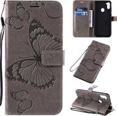 Voor Samsung Galaxy A11 3D vlinders reliëf patroon horizontaal flip lederen tas met houder & kaartsleuf & portemonnee (grijs)