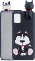 Voor Galaxy A51 schokbestendig gekleurd geverfd liggend Cartoon TPU beschermhoes (schattige husky)