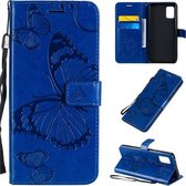 Voor Samsung Galaxy A51 5G 3D vlinders reliëf patroon horizontale flip lederen tas met houder & kaartsleuf & portemonnee (blauw)