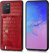 Voor Galaxy S10 Lite & A91 Krokodilpatroon PU + TPU + PVC Breukvast gsm-hoesje met magnetische onzichtbare houder & houder & kaartsleuven (rood)