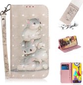 Voor Galaxy M31 3D Gekleurde Tekening Horizontale Flip Leren Case met Houder & Kaartsleuf & Portemonnee & Lanyard (Drie Eekhoorns)
