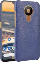 Voor Nokia 5.3 Shockproof Crocodile Texture PC + PU Case (Blauw)