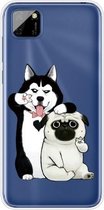 Voor Huawei Y5p (2020) Gekleurd tekeningpatroon Zeer transparant TPU beschermhoes (Selfie Dog)