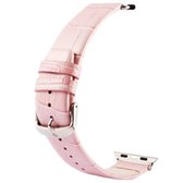 Kakapi voor Apple Watch 38 mm krokodil textuur klassieke gesp lederen horlogeband met connector (roze)