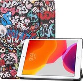 Voor iPad 10.2 / iPad 10.2 2020 Gekleurde Tekening Horizontale Flip Leren Case met Drie-vouwbare Houder & Slaap- / Wekfunctie (Graffiti)