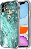 Coloured Glaze Marble TPU + PC beschermhoes voor iPhone 11 Pro Max (groen)