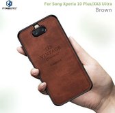 PINWUYO schokbestendige waterdichte volledige dekking TPU + PU-doek + schokbestendige katoenen beschermhoes voor Sony Xperia 10 Plus / XA3 Ultra (bruin)