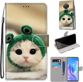 Voor Huawei Enjoy 20 Plus Gekleurde Tekening Cross Textuur Horizontale Flip PU Lederen Case met Houder & Kaartsleuven & Portemonnee & Lanyard (Frog Kitten)