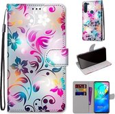 Voor Motorola Moto G8 Power Gekleurde Tekening Cross Textuur Horizontale Flip PU Leren Case met Houder & Kaartsleuven & Portemonnee & Lanyard (Gradient Kleurrijke Bloem)