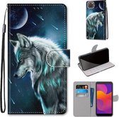 Voor Huawei Y5p / Honor 9S Gekleurde Tekening Cross Textuur Horizontale Flip PU Lederen Case met Houder & Kaartsleuven & Portemonnee & Lanyard (Contemplatieve Wolf)