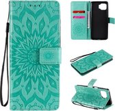 Voor Motorola Moto G 5G Plus Geperst Afdrukken Zonnebloempatroon Horizontale Flip PU-lederen Case met Houder & Kaartsleuven & Portemonnee & Lanyard (Groen)