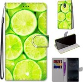 Voor Nokia 3 Gekleurde Tekening Cross Textuur Horizontale Flip PU Lederen Case met Houder & Kaartsleuven & Portemonnee & Lanyard (Groene Citroen)