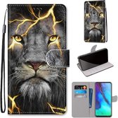 Voor Motorola Moto G Stylus (2020) Gekleurde tekening Cross Texture Horizontale Flip PU lederen hoes met houder & kaartsleuven & portemonnee & lanyard (Fission Lion)