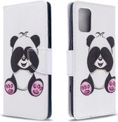 Voor Galaxy A71 Gekleurd tekeningpatroon Horizontaal leren flip-hoesje met houder & kaartsleuven & portemonnee (Panda)