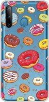 Voor Galaxy A21 schokbestendig geverfd transparant TPU beschermhoes (donuts)