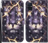 Voor Samsung Galaxy A71 Gekleurde Tekening Patroon Horizontale Flip Leren Case met Houder & Kaartsleuven & Portemonnee (Thunder Lion)