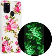 Voor Samsung Galaxy A21s Luminous TPU mobiele telefoon beschermhoes (Rose Flower)