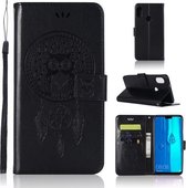 Windgong Uil Embossing Patroon Horizontale Leren Flip Case met Houder & Kaartsleuven & Portemonnee Voor Huawei Y9 (2019) / Enjoy 9 Plus (Zwart)