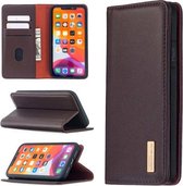Voor iPhone 11 2 in 1 afneembare magnetische horizontale flip lederen hoes met houder & kaartsleuven en portemonnee (donkerbruin)