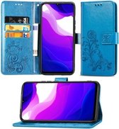 Voor Geschikt voor Xiaomi Mi 10 Lite 5G Lucky Clover Pressed Flowers Pattern Leather Case met houder & kaartsleuven & portemonnee & draagriem (blauw)