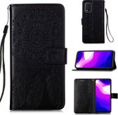Voor xiaomi mi 10 lite 5g / mi 10 jeugd 5g dromenvanger afdrukken horizontale flip lederen tas met houder & kaartsleuven & portemonnee & lanyard (zwart)