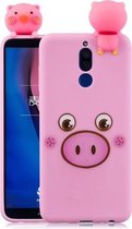 Voor Xiaomi Redmi 8 schokbestendig gekleurd geschilderd liggend Cartoon TPU beschermhoes (roze varken)