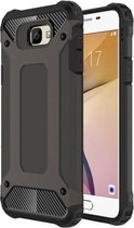 Voor Galaxy J7 Prime Tough Armor TPU + pc combinatiebehuizing (koffie)