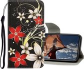 3D Gekleurde Tekening Horizontale Flip PU Leren Case met Houder & Kaartsleuven & Portemonnee Voor iPhone 12 Pro Max (Rode Bloem)