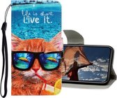 3D Gekleurde Tekening Horizontale Flip PU Leren Case met Houder & Kaartsleuven & Portemonnee Voor iPhone 12/12 Pro (Onderwater Kat)
